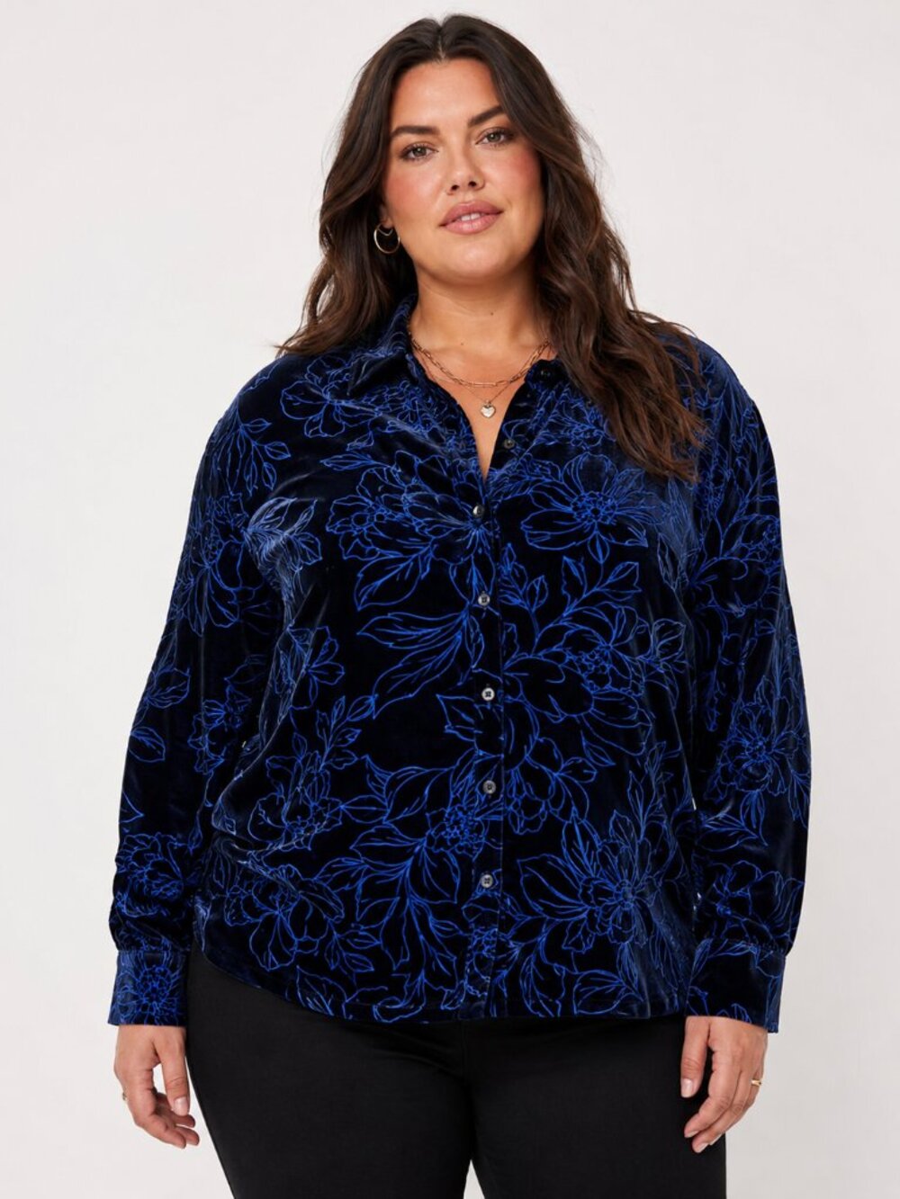 Torrid Madison Velvet Burnout Floral Button Up Blouse 3X NWT